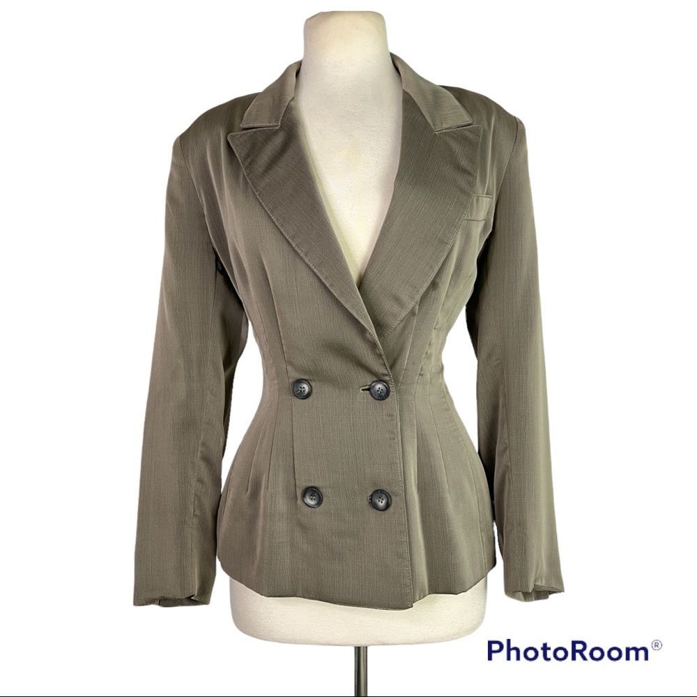 Ivan Grundahl Linea S Sheen Taupe Grey Double Breated Tailored Suit Blazer Large